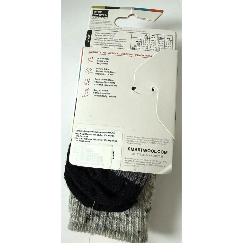 Smartwool Everyday Cable Crew Unisex Medium Full Cushion Gray Black Pattern NEW